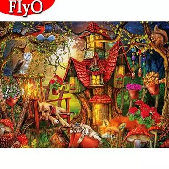 5D DIY Алмазная картина Дом Полный квадратный круглый вышивка крестиком Алмазная вышивка Мультфильм Мозаика Собака Рождественское украшение Full Round (20X30CM)