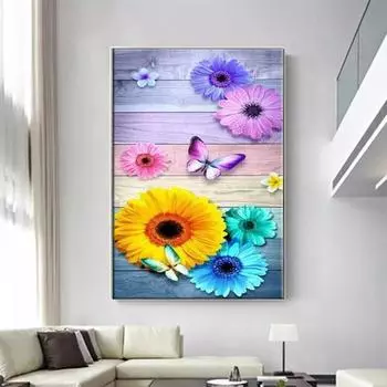 5D Diy алмазная живопись довольно красочные цветы набор крестиков полная алмазная вышивка мозаика художественная картина стразы Декор подарок Full Round 20x30cm