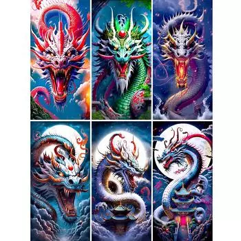 5D DIY алмазная живопись Дракон картина мозаика вышивка полная дрель вышивка крестиком стразы домашний декор J3642 square 30x60cm белый