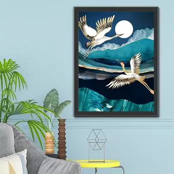 5D DIY алмазная живопись два белых журавли набор для вышивки крестом мозаика Алмазная вышивка роза полная круглая/квадратная дрель украшение дома Round 30x40cm