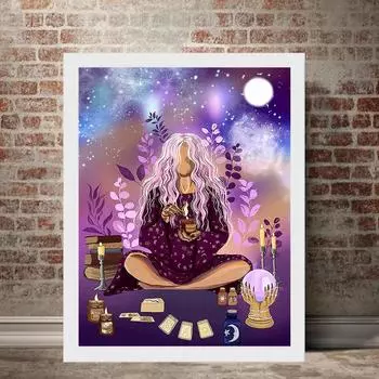 5D Diy алмазная живопись фиолетовый мультфильм девушка набор крестиков полная алмазная вышивка мозаика художественная картина стразы Декор подарок Full Round 20x30cm