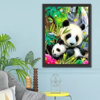 5D DIY алмазная живопись гигантская панда комплект для вышивки крестом Мозаика Алмазная вышивка роза полная круглая/квадратная дрель украшение дома Round 30x40cm