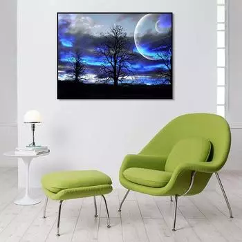 5D Diy алмазная живопись голубое небо Луна набор крестиков полная алмазная вышивка мозаика художественная картина стразы Декор подарок Full Round 20x30cm