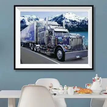 5D DIY алмазная живопись грузовик вышивка крестиком, набор для вышивания, вся алмазная живопись, украшения дома ручной работы подарки Round drill 30x40cm