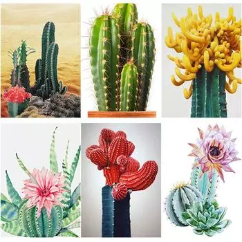 5D DIY алмазная живопись Кактус Алмазная вышивка пейзажи вышивка крестиком ремесла полная круглая дрель домашний декор ручной художественный подарок Full Round 15x20CM