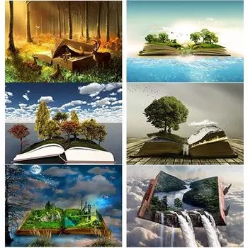 5D DIY алмазная живопись книги пейзажи Алмазная вышивка крестиком ремесла полная круглая дрель домашний декор ручной художественный подарок Full Round 15x20CM