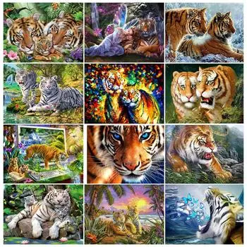 5D DIY алмазная живопись комплект для вышивки крестом животных полный круглый тигр Инкрустация мозаика Алмазная вышивка искусство горный хрусталь изображение Full Round 20x30CM