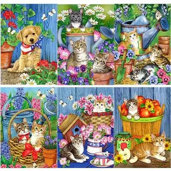 5D DIY алмазная живопись кошка цветок Алмазная вышивка животное вышивка крестиком ремесла полная круглая дрель домашний декор ручной подарок Full Round 15x20CM