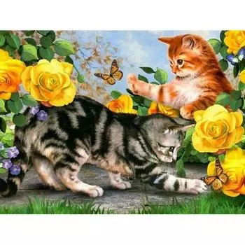 5D DIY Алмазная картина Кошка, играющая, Алмазная вышивка, мозаика, вышивка крестом, украшение из стразов 20X30CM