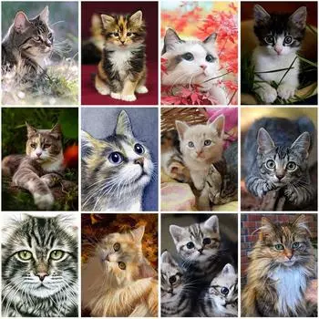 5D DIY алмазная живопись кошка полная круглая дрель Алмазная вышивка крестиком животные стразы мозаика домашний декор художественный подарок Full Round 20x30CM
