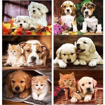 5D DIY алмазная живопись кошка собака цветок Алмазная вышивка пейзаж вышивка крестом полная круглая дрель домашний декор ручной подарок Full Round 15x20CM