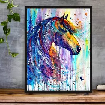 5D DIY алмазная живопись красивая лошадь комплект для вышивки крестом мозаика Алмазная вышивка роза полная круглая/квадратная дрель украшение дома Round 30x40cm