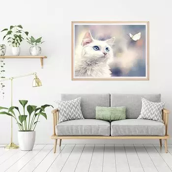 5D Diy алмазная живопись красивый белый кот набор крестиков полная алмазная вышивка мозаика художественная картина стразы Декор подарок Full Round 20x30cm