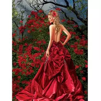 5D DIY алмазная живопись красное платье женщина Роза Алмазная вышивка полный набор мозаики вышивка крестиком домашний декор подарки ручной работы Round 20x30cm