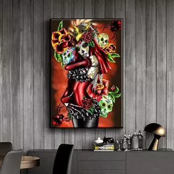 5D Diy алмазная живопись красный ужас девушка набор крестиков полная алмазная вышивка мозаика художественная картина стразы Декор подарок Full Round 20x30cm