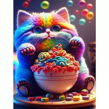 5D DIY алмазная живопись красочный кот полная круглая вышивка животное мозаика картина из горного хрусталя домашний декор 30x40 см/12x16 дюймов 30x40cm NO Frame