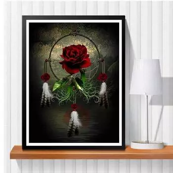 5D DIY алмазная живопись кроваво-красная роза ремесленная полная дрель Алмазная вышивка крестиком мозаика украшение дома Round 20x30cm