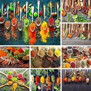 5D DIY алмазная живопись Кухня приправа украшение дома горный хрусталь художественная картина полная Алмазная вышивка подарок набор для вышивки крестом Full Round 20x30CM