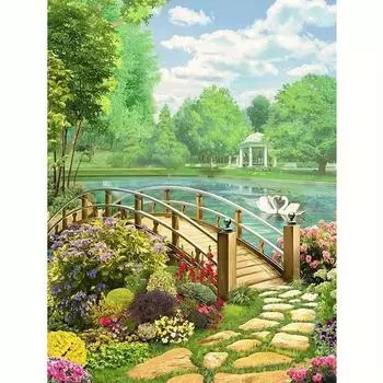 5D DIY алмазная живопись «Лебединое озеро», вышивка крестиком, мост, пейзаж, мозаика, дерево, картина из стразов, домашний декор 30x40 см 30x40cm NO Frame