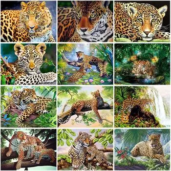 5D DIY алмазная живопись леопардовая полная круглая дрель животное Алмазная вышивка крестиком горный хрусталь мозаика домашний декор настенное искусство Full Round 20x30CM