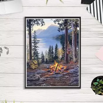 5D Diy алмазная живопись лес озеро набор крестиков полная алмазная вышивка мозаика художественная картина стразы Декор подарок Full Round 20x30cm