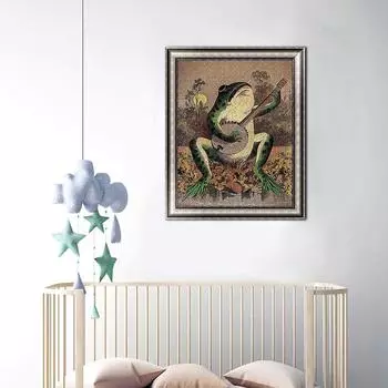 5D DIY алмазная живопись лягушка, играющая на пианино, набор для вышивки крестом, мозаика, алмазная вышивка, роза, полная круглая/квадратная дрель, украшение дома Round 30x40cm