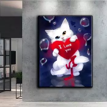 5D Diy алмазная живопись Любовь кошки набор крестиков полная алмазная вышивка мозаика художественная картина стразы Декор подарок Full Round 20x30cm