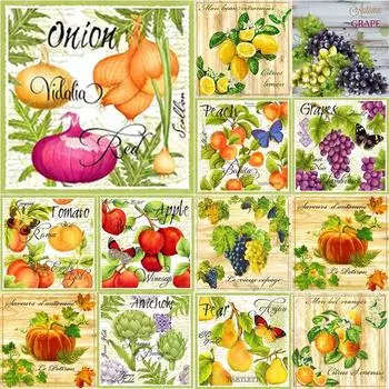 5D DIY алмазная живопись, масляная краска, фрукты, алмазная вышивка, пейзаж, вышивка крестиком, полная круглая дрель, ручная работа, домашний декор, подарок Full Round 20x20CM