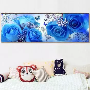 5D DIY алмазная живопись мечта голубая роза бабочка цветы абстрактная вышивка крестиком мозаика квадратная круглая алмазная вышивка A998 Full Round 20x60CM