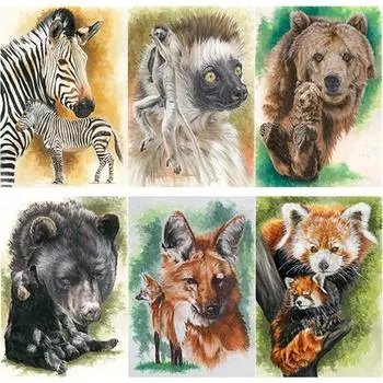 5D DIY алмазная живопись Медведь Алмазная вышивка животное лошадь вышивка крестиком полная круглая дрель ремесла домашний декор ручной подарок Full Round 15x20CM