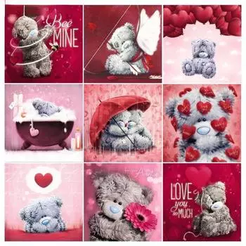 5D DIY алмазная живопись медведь любовь мультфильм вышивка крестиком мозаика украшение стены детские подарки ручной работы художественный набор Full Round 20x20CM