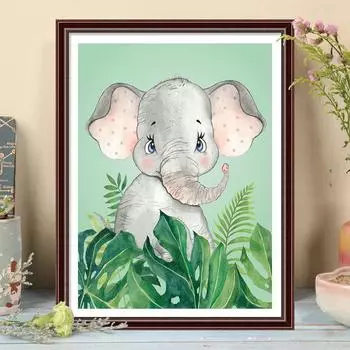 5D DIY алмазная живопись милый ребенок слоненок набор для вышивки крестом мозаика Алмазная вышивка роза полный круглый/квадратный дрель украшение дома Round 30x40cm