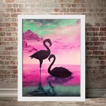 5D Diy алмазная живопись мультфильм два черных лебедя набор крестиков полная алмазная вышивка мозаика художественная картина стразы Декор подарок Full Round 20x30cm