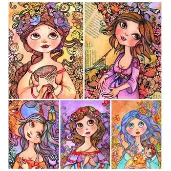 5D Diy алмазная живопись мультфильм девушка набор для вышивки крестом полная квадратная дрель мозаичная вышивка художественная картина из страз Декор подарок Full Round 20x30CM