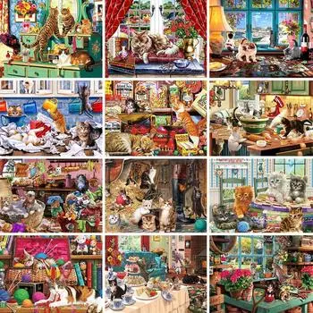 5D Diy алмазная живопись мультфильм животные кошка набор для вышивки крестом полная квадратная вышивка мозаика художественная картина из страз подарок ребенку Full Round 20x30CM