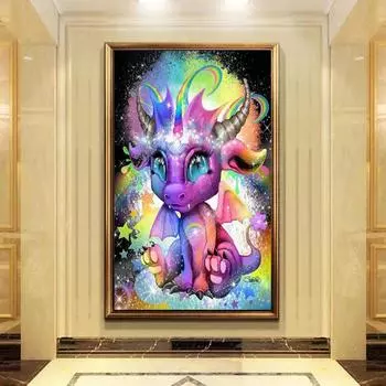 5D Diy алмазная живопись мультфильм дракон набор вышивки крестом полная алмазная вышивка мозаика художественная картина стразы Декор подарок Full Round 20x30cm
