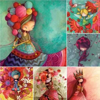 5D DIY алмазная живопись мультфильм девушка набор полная дрель круглая вышивка мозаика художественные картины со стразами украшение дома подарок Full Round 20x20CM