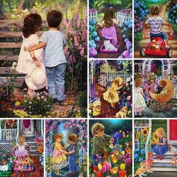 5D Diy алмазная живопись мультфильм ребенок в саду набор крестиков полная квадратная дрель вышивка мозаика художественная картина из страз Full Round 20x30CM