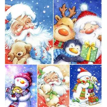 5D Diy алмазная живопись мультфильм Санта-Клаус набор для вышивки крестом полная круглая вышивка мозаика художественная картина из страз Декор подарок Full Round 20x30CM
