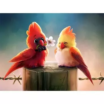 5D DIY алмазная живопись мультфильм пара птиц Алмазная вышивка полный набор мозаики вышивка крестиком домашний декор подарки ручной работы Round 20x30cm