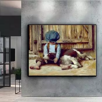 5D Diy алмазная живопись мультфильм мальчик и собака набор крестиков полная алмазная вышивка мозаика художественная картина стразы Декор подарок Full Round 20x30cm