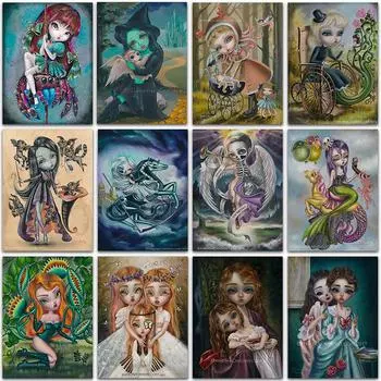 5D DIY алмазная живопись мультфильм комиксы девушка Русалка Единорог комплект полная квадратная и круглая Алмазная мозаика Алмазная вышивка крестиком Full Round 20x25CM
