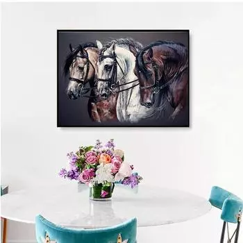 5D Diy алмазная живопись мультфильм животные лошадь набор крестиков полная алмазная вышивка мозаика художественная картина стразы Декор подарок Full Round 20x30cm