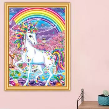 5D DIY алмазная живопись мультфильм единорог набор для вышивки крестиком полная дрель Алмазная вышивка мозаика изображение стразы Декор подарок Full Round 20X30CM