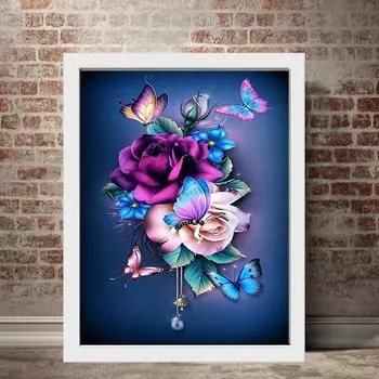 5D Diy алмазная живопись мультфильм фиолетовые цветы набор крестиков полная алмазная вышивка мозаика художественная картина стразы Декор подарок Full Round 20x30cm