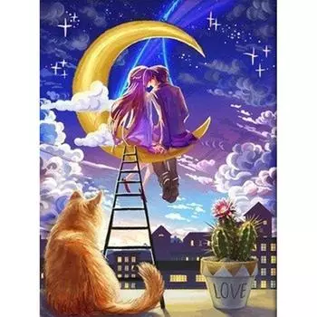 5D DIY алмазная живопись мультфильм пара аниме Луна Алмазная вышивка полный набор мозаики вышивка крестиком домашний декор подарки ручной работы Round 20x30cm