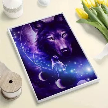 5D Diy алмазная живопись мультфильм Звезда Луна волк набор крестиков полная алмазная вышивка мозаика художественная картина стразы Декор подарок Full Round 20x30cm