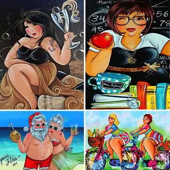 5D DIY алмазная живопись мультфильм толстая леди наборы крестиков полная дрель квадратная вышивка мозаика для девочек художественная картина домашний декор подарок Full Round 20x30CM
