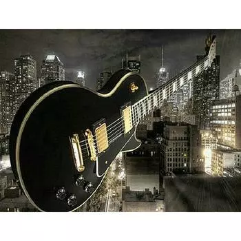 5D DIY алмазная живопись музыкальная гитара городская ночная сцена Алмазная вышивка полный набор мозаики вышивка крестиком домашний декор подарки ручной работы Round 20x30cm