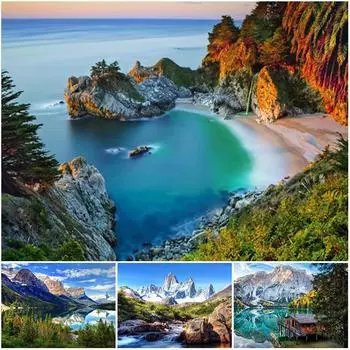 5D DIY алмазная живопись накидка Пейзаж Пейзажная картина Алмазная вышивка крестиком комплект полный горный хрусталь мозаика домашний декор Round 20x30cm